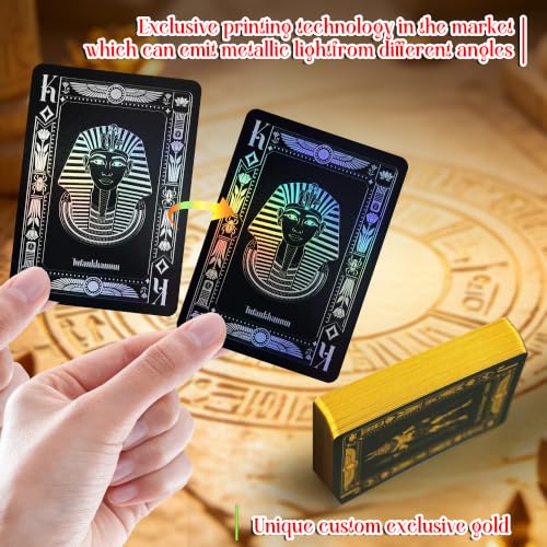 WJPC Black Gold Foil Edge Ancient Egyptian Elements Playing Cards, Poker Cards,Deck of Cards for Game Party Gift (Black Gold) - color: Black Gold