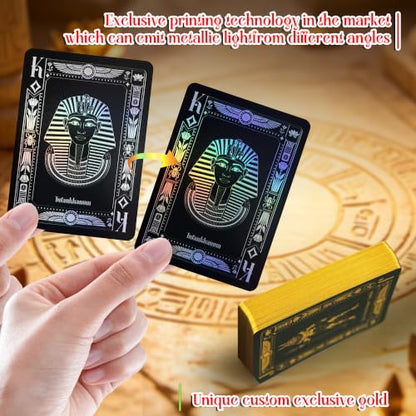 WJPC Black Gold Foil Edge Ancient Egyptian Elements Playing Cards, Poker Cards,Deck of Cards for Game Party Gift (Black Gold) - color: Black Gold