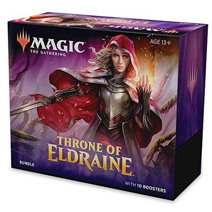 Magic: The Gathering Throne of Eldraine Bundle | 10 Booster Pack (150 Cards) | Accessories