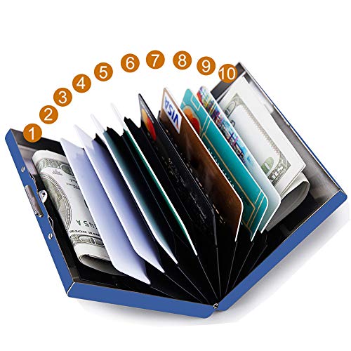 RFID Credit Card Holder Protector Metal Credit Card Wallet Business Card Holder for Men Women Gift Box Package (Blue) - color: 01 Blue