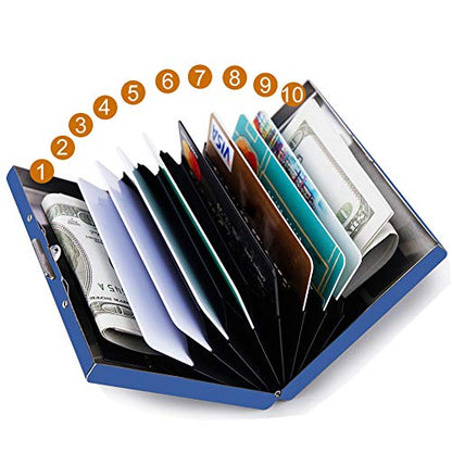 RFID Credit Card Holder Protector Metal Credit Card Wallet Business Card Holder for Men Women Gift Box Package (Blue) - color: 01 Blue