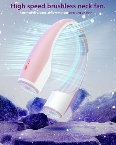 Heelkl AI Neck Fan, 4 Speeds Adjustable Portable Personal Fan Rechargeable, 4000 mAh Battery Faster Cooling Wearable Fan, Ultra Quiet for Home, Office, Travel, Outdoor - PInk - color: Pink