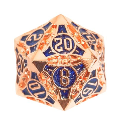 D20 23mm Metal Dice Polyhedral Dice for Dungeons and Dragons, RPG, Polyhedral Roleplaying Games MTG Table Games (Rose Gold + Blue) - color: Rose Gold + Blue