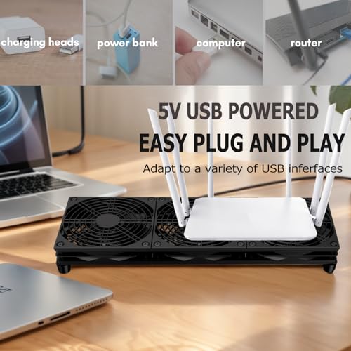 VTRETU Router Cooling Fan for Computer Cooler Audio Video Network Cabinet Server Cooling Project Equipment and Workstation DC 5V USB Power 120mm 360mm Fan with Switch - style: 360mm