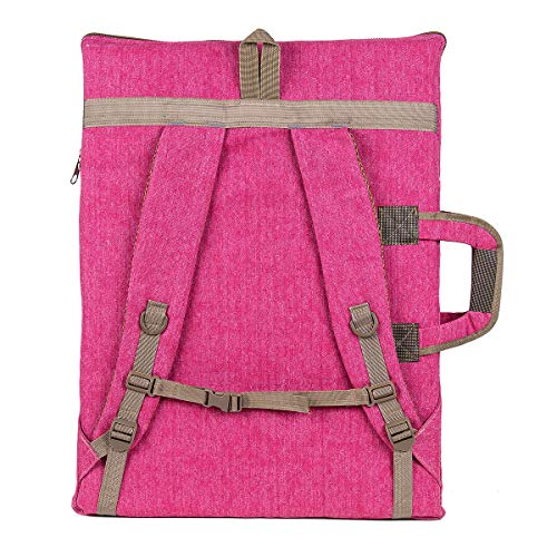 TRANSON Art Portfolio Case Artist Backpack Canvas Bag Large 26” x 19.5” - color: Magenta