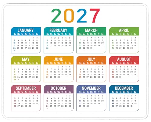 2027 White Calendar Mouse Pad, Suitable for Office and Gaming Mouse Pads | High Density Smooth Surface, Anti Slip Rubber Bottom Stable And Not Displaced, Exquisite Lock Edge Wear-Resistant And Durable - color: White Calendar