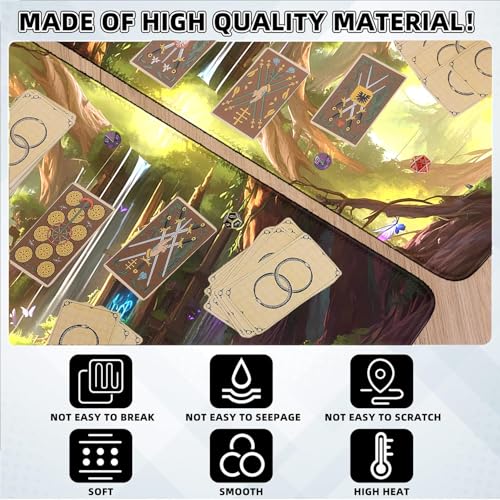 Fantasy Stitched Edges TCG Playmat, 24 x 14 inches MTG Mats for MTG Trading Card MTG Playmats Smooth Surface Battle Game Rubber Collection - color: Forest House