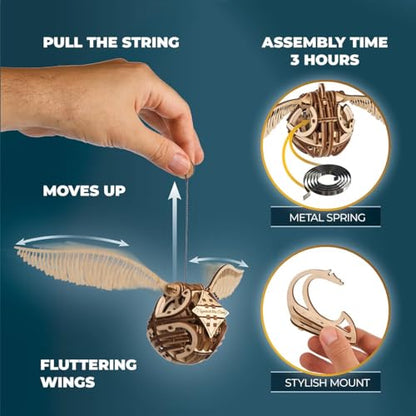 UGEARS Harry Potter Golden Snitch - 3D Wooden Puzzles for Adults, Model Kits for Adults - DIY Model Kit Mechanical Build, Brain Teaser, Hobby Kit, Gifts for Engineers Golden Snitch Collectible - style: Golden Snitch