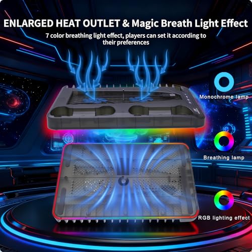 Cooling Station for Ps5/Slim/Pro Disc & Digital Playstation 5 Vertical Stand Organizer with Dual Controller Charger,16 Game Slots,7 Rgb,3 Level Cooler Fan,3 Usb Ports,Headset & Remote Holder - color: Transparent Black