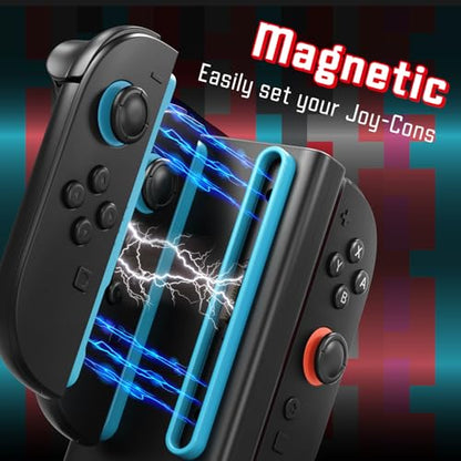 Fosmon 4 in 1 Bi-Directional Magnetic Charging Dock for Switch 2 Joycon | Premium Bi-Directional Magnetic 4 In 1 Charging Station Dock Base Tower Compatible With Nintendo Switch 2 Joy-con Controllers