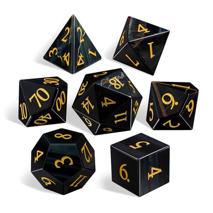 Natural Blue Tiger Eye Stone Dice Set, Hand Carved Polyhedral Dice for DND, RPG, Tabletop Games - color: Dice-violet
