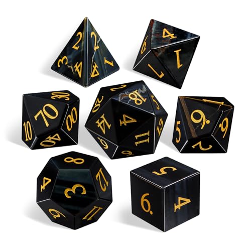 Natural Blue Tiger Eye Stone Dice Set, Hand Carved Polyhedral Dice for DND, RPG, Tabletop Games - color: Dice-violet