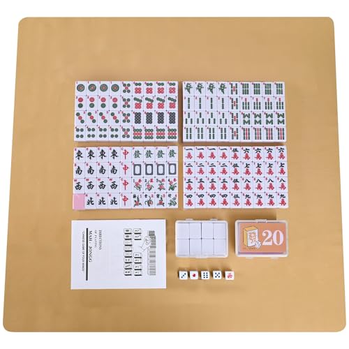 Chinese Small Mahjong Set, 144 Numbered Melamine 1.17" Size Tiles(Pink) and 8 Blank Tiles, with Carrying Travel Bag, English Instruction, Mahjong Mat, Pro Complete Mahjongg Game Set (Majiang) - color: Pink, size: 1.17 in