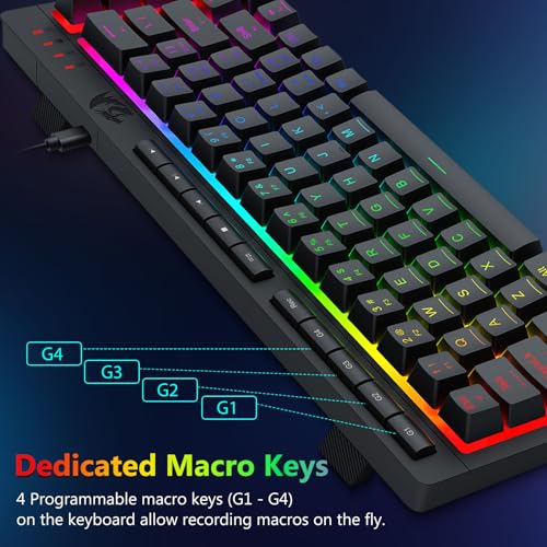 Redragon 60% Wired Gaming Keyboard and Mouse Combo, RGB Backlit, Black | Mini Macro Membrane Keyboard with Anti-Ghosting & Multimedia Keys + 8000 DPI Programmable Optical Mice for PC Laptop
