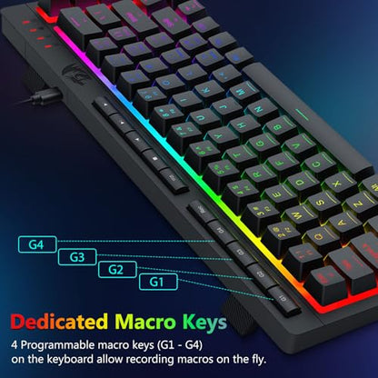 Redragon 60% Wired Gaming Keyboard and Mouse Combo, RGB Backlit, Black | Mini Macro Membrane Keyboard with Anti-Ghosting & Multimedia Keys + 8000 DPI Programmable Optical Mice for PC Laptop
