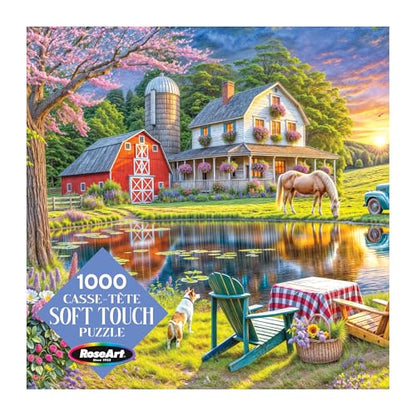 RoseArt Soft Touch Backyard Country Farm Scene 1000 Piece Jigsaw Puzzle for Adults - style: Backyard