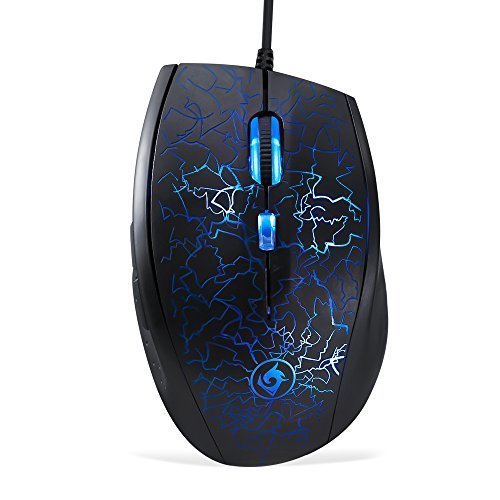 EagleTec MG030 2400 DPI Programmable Optical Gaming Mouse for PC, 6-Buttons, 2 Programmable Side Buttons, 4 LED Lighting Modes (Black)