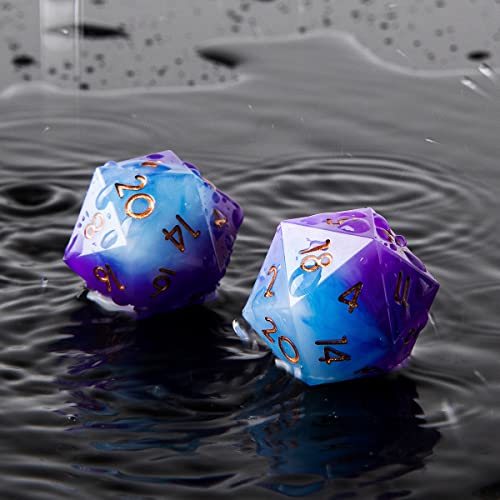 Single D20 Dice - 22mm, 20 Sided D&D Dice for Dungeons and Dragons, DND Dice with Resin Sharp Edge, Handmade Polyhedral for RPG, Roleplaying Games MTG Table Games(Gradual Purple) - color: D20-gradual Purple