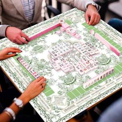 party greeting Chinoiserie Mahjong Mat with Black Carrying Bag 31.5 x 31.5 Inches Multi Purpose Game Table Cover Anti Slip and Noise Reduction for Mahjong Poker Board Card Dominoes Games(Green) - color: Green