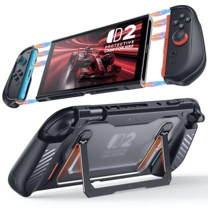 GolbinBox Hard Shell Case for Nintendo Switch 2 with Kickstand, Black | Magnetic split design, aluminum stand, military-grade protection, detachable Joy-Con covers, for travel and commuting - color: Black