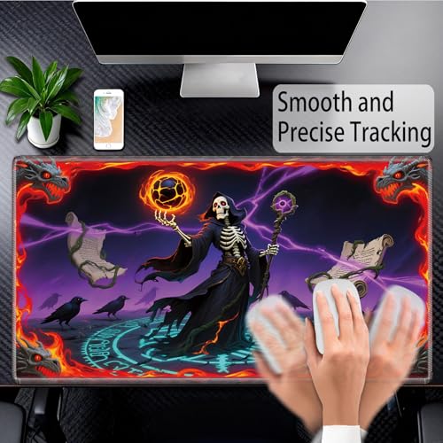 for MTG Playmat, for TCG Play Mat, 24 x 14 inches, Magic Game Card Mat Commander Playmat,Trading Card Inked Game Mat,Battle Game Rubber Non-Slip Mat - Skull Mage - color: Skull Mage