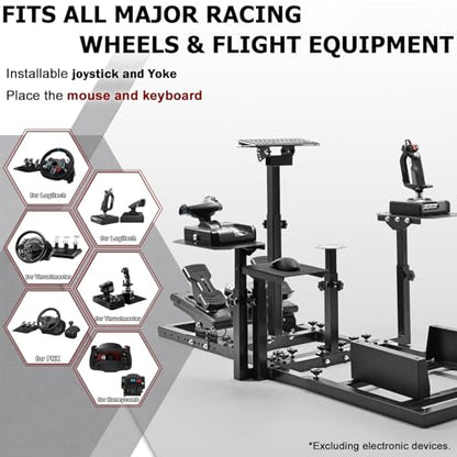 Supllueer Racing Flight Simulator Cockpit Adjustable Fit for Thrustmaster Hotas Warthog T300,for Logitech X52PRO G923,for Fanatec Racing Wheel Stand Without Seat Wheel Pedal Throttle Joystick Keyboard