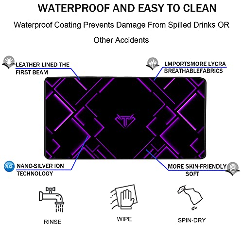 TEDNETGO Large Extended Gaming Mouse Pad, Long Mouse Pads, Extra Large Big Mouse Pad with Stitched Edge, XXL Non-Slip Computer Computer Keyboard Mat for Gamer/Desktop/Office/Home, Purple - color: Purple, size: 31.5L x 15.7W inches