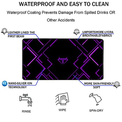 TEDNETGO Large Extended Gaming Mouse Pad, Long Mouse Pads, Extra Large Big Mouse Pad with Stitched Edge, XXL Non-Slip Computer Computer Keyboard Mat for Gamer/Desktop/Office/Home, Purple - color: Purple, size: 31.5L x 15.7W inches