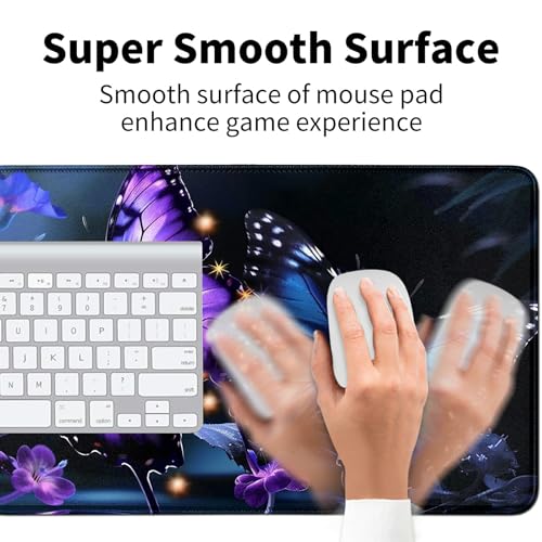 Purple and Blue Butterflies for MTG & TCG Playmat Mouse Pad,BFDHGQZC 24" x 14" Game Mat for MTG/RPG/CCG Trading Card Game Playmats Table Mat Perfect for Card Games Video Games Computer Office - color: Purple and Blue Butterflies