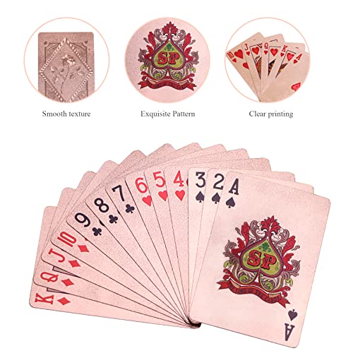 ACELION Waterproof Playing Cards, Plastic Playing Cards, Deck of Cards, Gift Poker Cards (Rose Gold) - color: Rose Gold
