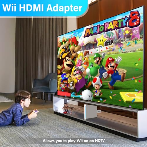 PORTHOLIC 4 in 1 Wii Replacement Cables Set, Wii AC Power Adapter + Wii to hdmi Converter+ Wired Motion Sensor Bar and Composite Audio Video Cable for Nintendo Wii - color: White