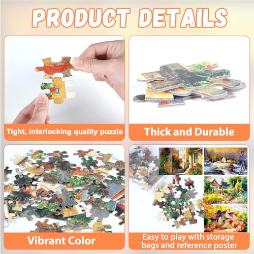 ZOiiWA 4 Pack 100 Pcs Dementia Puzzles for Elderly Country Life Dementia Alzheimers Products and Activities for Seniors Alzheimer’s Puzzles Memory Cognitive Games for Seniors Gift for Elderly Adults