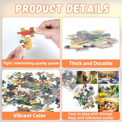 ZOiiWA 4 Pack 100 Pcs Dementia Puzzles for Elderly Country Life Dementia Alzheimers Products and Activities for Seniors Alzheimer’s Puzzles Memory Cognitive Games for Seniors Gift for Elderly Adults