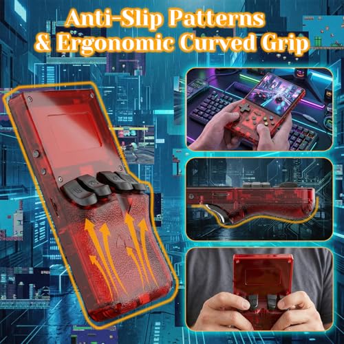 Upgrade S600 Retro Gaming Console, Anti-Slip Patterns Retro Handheld Game Console, 4.0 Inch 720x720 IPS Screen and 18,000+ Classic Games Retro Game Console for Gaming/Playdate/Party/Gift, Red 64G - style: Red 64G