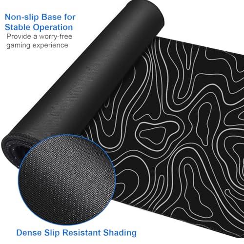 Large Extended Gaming Mouse Pad, 31.5x15.7 inch Computer Keyboard Mouse Mat, Water Resist Non-Slip Mousepad Rubber Base Long XXL Desk Mouse Pad for Gaming, Office & Home, Black White Lines - color: Black White Lines, size: 31.5L x 15.7W inches