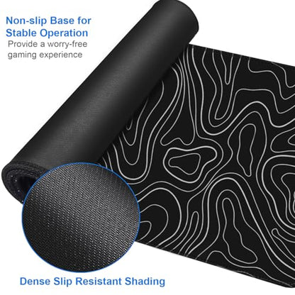 Large Extended Gaming Mouse Pad, 31.5x15.7 inch Computer Keyboard Mouse Mat, Water Resist Non-Slip Mousepad Rubber Base Long XXL Desk Mouse Pad for Gaming, Office & Home, Black White Lines - color: Black White Lines, size: 31.5L x 15.7W inches