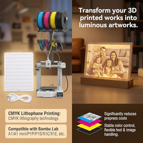 Sabary 15 Pcs CMYK Lithophane LED Backlight Board Kit Compatible with Bambu Lab P1/X1/A1 Multiple Models 3D Printer Light Photo Model DIY Board with USB Cable Upgraded Beads 5V Type-C Powered