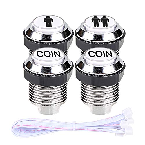 Fosiya 1 Player LED Arcade DIY Kits USB Encoder to PC Joystick + 10 x LED Chrome Arcade Buttons for PC, MAME, Raspberry Pi, Windows