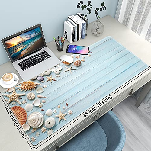 Desk Mat Pad,Large XXL Extended Mouse Pad Mat for Desktop Keyboard | 35''×15.6'' XXL Extended Gaming Mouse Pad with Non-slip Base Desk Matt Mousepad for Computer,Office,Keyboard and Laptop - color: C5-Sea Shell