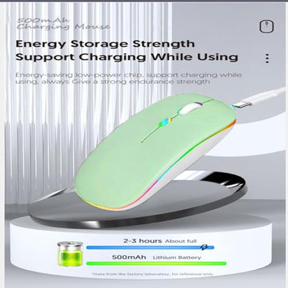 Guiheng Wireless Bluetooth Mouse,LED Dual Mode Rechargeable Silent Slim Laptop Mouse,Portable(BT5.2+USB Receiver) Dual Mode Computer Mice,for Laptop,Desktop Computer,ipad Tablet,Phone,TV (Green) - color: green