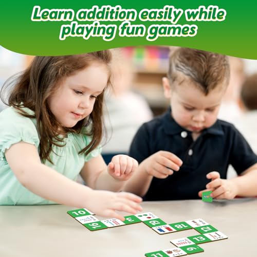 Kasfalci Addition Dominoes Set,Math Games for Kids,Math Manipulatives,Counting Toys,Learning Games,Preschool Learning Activities,Homeschool Supplies,Kindergarten Classroom Must Haves,1st 2nd 3rd Grade - style: Addition