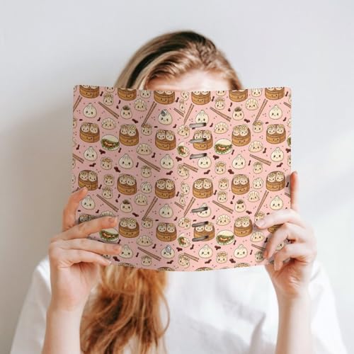 JOJOART Cute Food Characters Journals Binder Hardcover Journal Notebooks PU Leather Notebook 6-Ring Professional Notebook,Loose Leaf Notebook for Office Diary