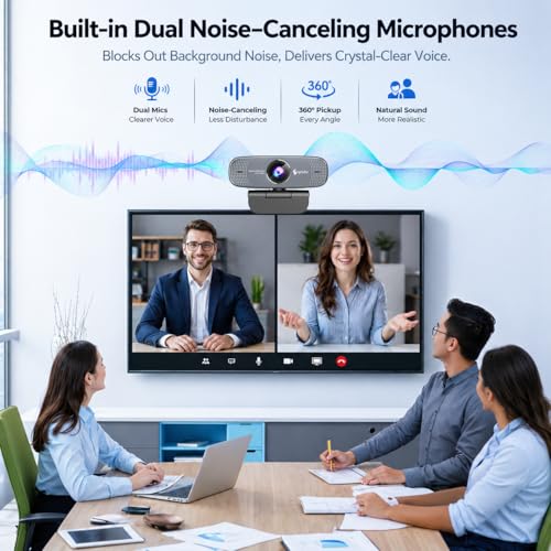 Angetube 1080P Webcam for PC Web Camera with Dual Noise-Cancelling Mics | Autofocus Plug&Play USB Computer Camera for Laptop, Desktop, PC, Mac,Ideal for Meetings/Streaming/video calls/Zoom/Teams