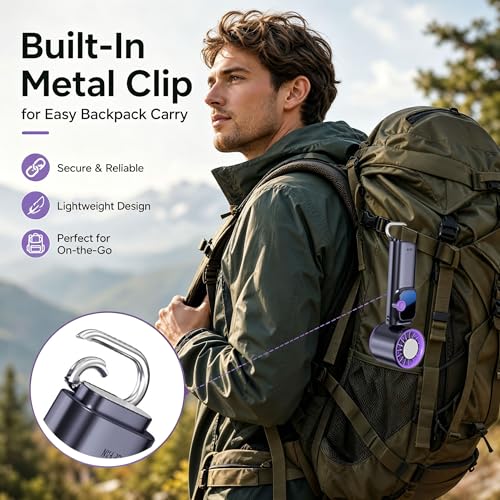 Portable Handheld Fan with Ice Cooling Personal Rechargeable Mini Neck Fan | 199-Speed 20000RPM 4000mAh Battery Powered up to 15hrs, LED Display Foldable & Hangable for Travel, Camping & Outdoor, Purple - color: Gray-Purple