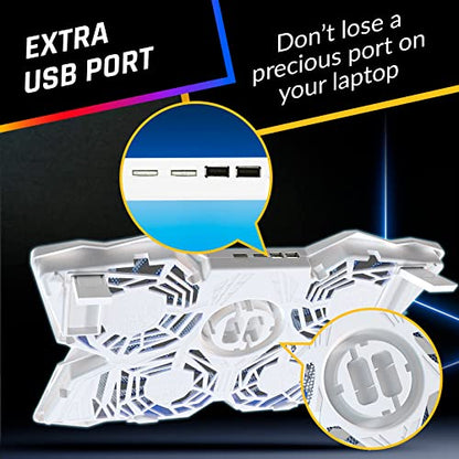 KLIM Wind Laptop Cooling Pad - More Than 500 000 Units Sold - New - The Most Powerful Rapid Action Cooling Fan - Laptop Stand with 4 Cooling Fans at 1200 RPM - USB Fan - PS5 PS4 - Full White - color: Full White