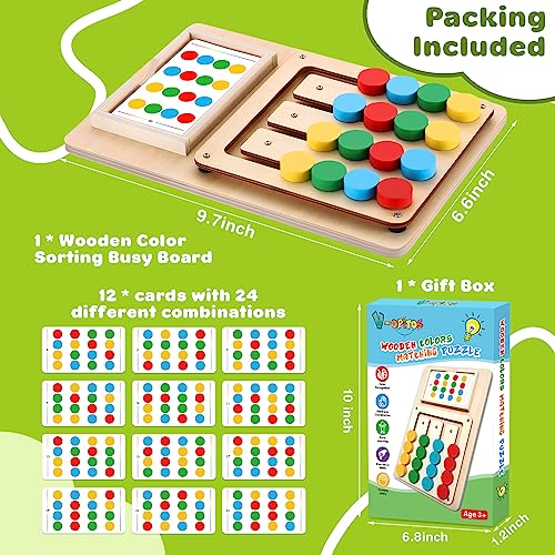 Color Matching Puzzle, Montessori Brain Teaser for Kids Ages 3-7 | Handheld travel game, road trip activity, screen-free play, boys and girls, Christmas and birthday gift