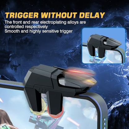 EasEasy PUBG Game Trigger, Mobile Phone Controller Compatible for PUBG/Rules of Survival/Knives Out, 6 Fingers Trigger with Sensitive Aim and Shoot Smartphone Joystick for iPhone & Android-Black - color: Black 1