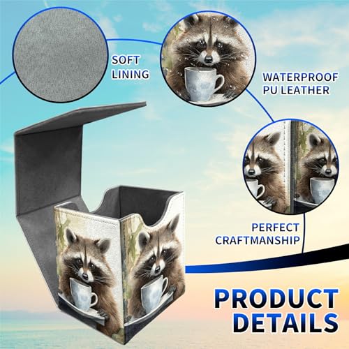 Raccoon Card Deck Box, MTG Commander Deck Box Card Deck Case for Trading Cards, 100+ Sleeved Cards with PU Leather Magnetic Card Storage Box for TCG CCG Magic Cards - color: 416