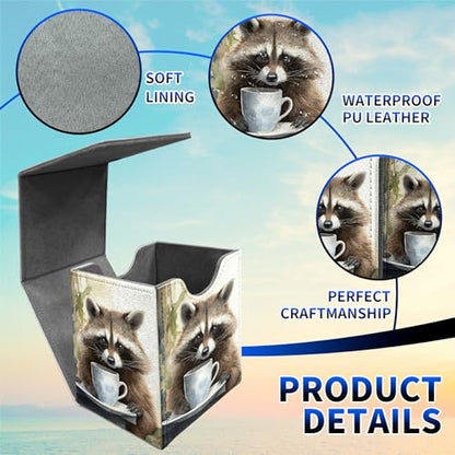 Raccoon Card Deck Box, MTG Commander Deck Box Card Deck Case for Trading Cards, 100+ Sleeved Cards with PU Leather Magnetic Card Storage Box for TCG CCG Magic Cards - color: 416