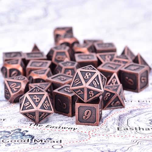 Extended Metal Dice RPG Set | 31 Piece Polyhedral Dice for DND5E Tabletop Role Playing Adventure Games (Copper) - color: Copper